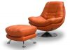 Axis Swivel Chair by SofaHouse - Pumpkin with Footstool