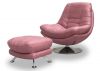 Axis Swivel Chair & Footstool by SofaHouse - Blush Pink