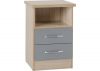 Nevada Grey Gloss and Light Oak Effect 2-Drawer Bedside by Wholesale Beds & Furniture