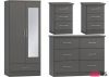 Nevada 3D Effect Grey 4 Piece Bedroom Furniture Set inc. 6-Drawer Chest by Wholesale Beds & Furniture