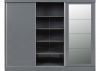 Nevada Grey Gloss 3-Door Sliding Wardrobe by Wholesale Beds & Furniture Middle Open