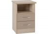 Nevada Oyster Gloss and Light Oak Effect 2-Drawer Bedside by Wholesale Beds & Furniture