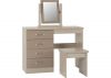 Nevada Oyster Gloss and Light Oak Effect 4-Drawer Dressing Table Set by Wholesale Beds & Furniture