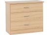 Nevada Sonoma Oak Effect 3-Drawer Chest by Wholesale Beds & Furniture