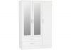 Nevada White Gloss 3-Door 2-Drawer Mirrored Wardrobe by Wholesale Beds & Furniture
