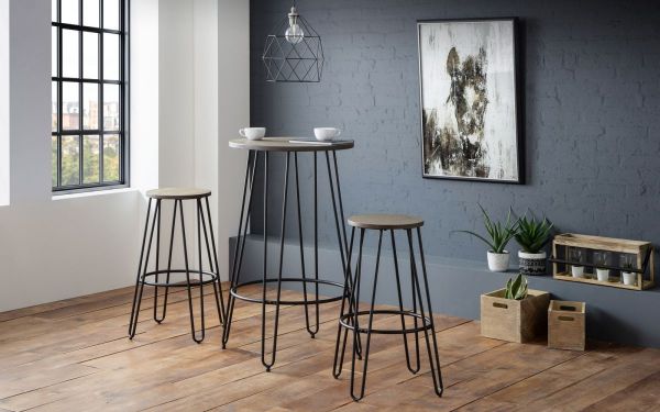 Pair of Dalston Round Bar Stools by Julian Bowen 