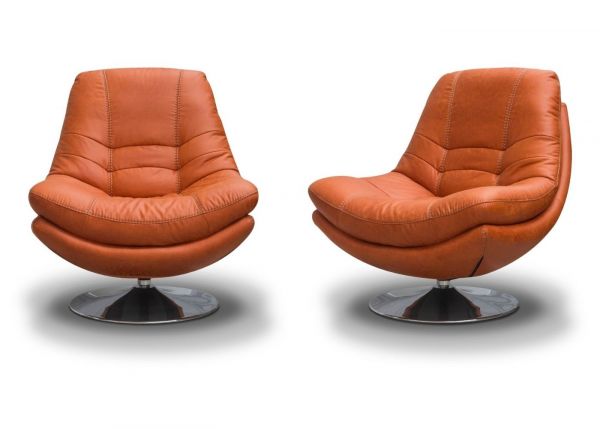 Axis Swivel Chair & Footstool by SofaHouse - Pumpkin Swivel Chair