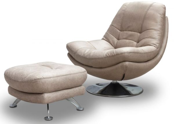 Axis Swivel Chair & Footstool by SofaHouse - Light Grey