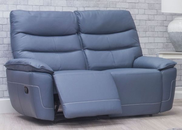 Cadiz Full Leather Sofa - 2-Seater - Smoke Blue