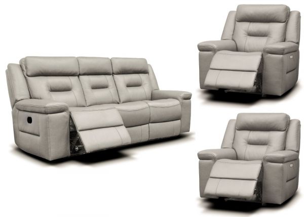 Osbourne Full Leather Sofa Range by SofaHouse - 3+2+1 Suite - Dark Grey