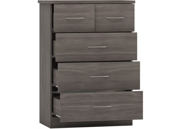 Nevada Black Wood Grain 2 Over 3 Chest by Wholesale Beds & Furniture