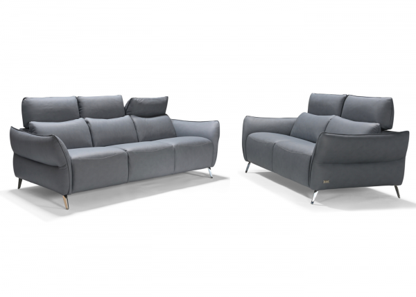 Perlini Full Italian Leather 3+2 Sofa Set in Cobalto