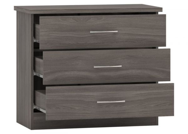 Nevada Black Wood Grain 3-Drawer Chest by Wholesale Beds & Furniture