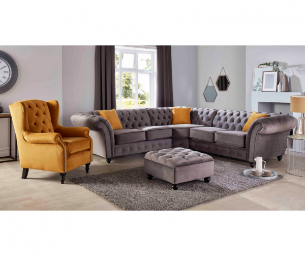 Winchester Plush Steel 2 Corner 2 Sofa by Red Rose 