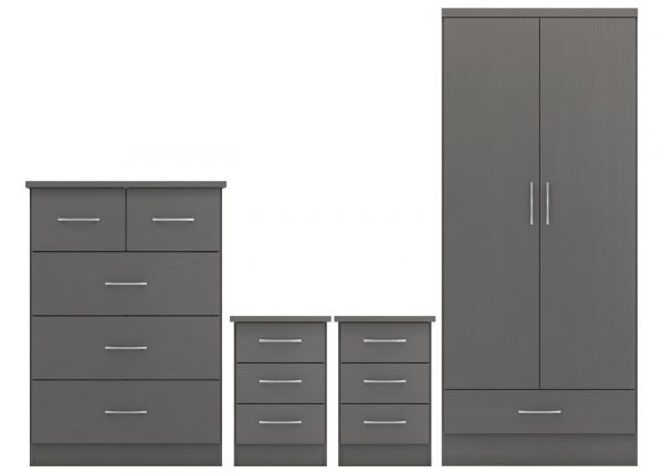 Nevada 3D Effect Grey 4 Piece Bedroom Furniture Set by Wholesale Beds & Furniture