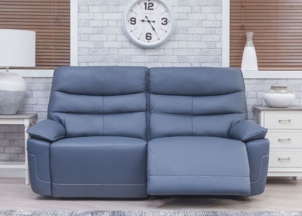 Cadiz Full Leather Sofa - 3+2+1 Suite - Smoke Blue