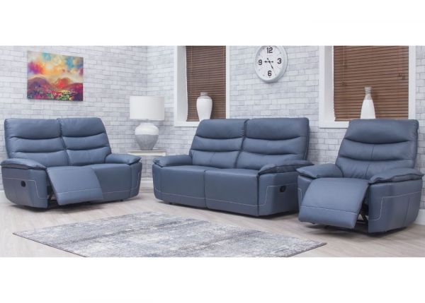 Cadiz Full Leather Sofa - 2-Seater - Smoke Blue