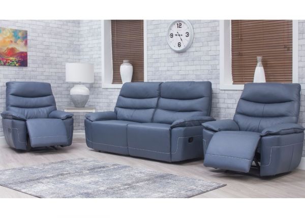 Cadiz Full Leather Sofa - 1-Seater - Smoke Blue