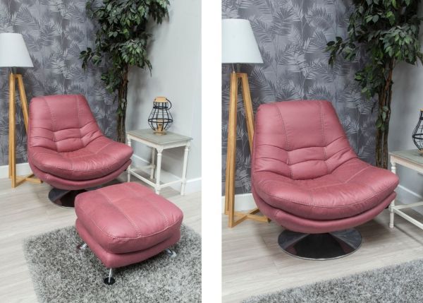 Axis Swivel Chair & Footstool by SofaHouse - Blush Pink Room Image