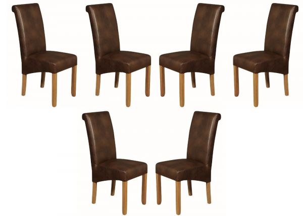 Sophie Leather-Air Dining Chair by Annaghmore - Set of 6 - Tan