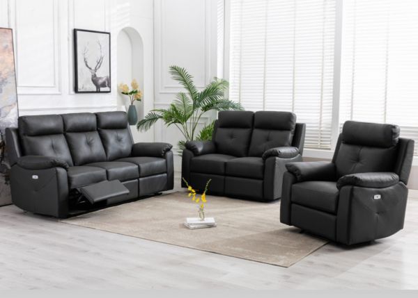 Milano Leather Full Electric Reclining Range in Anthracite by Annaghmore
