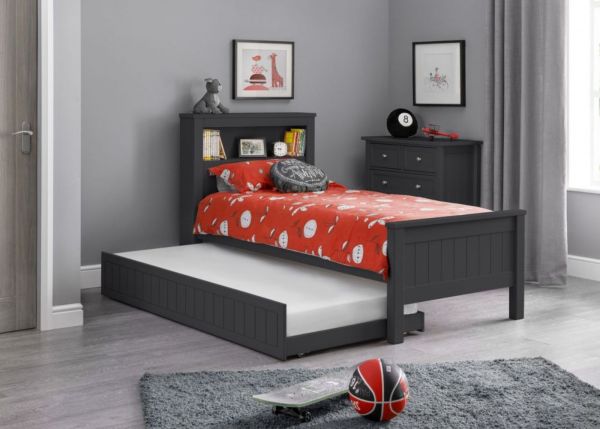 Maine Bookcase Bedframe with Underbed in Anthracite by Julian Bowen