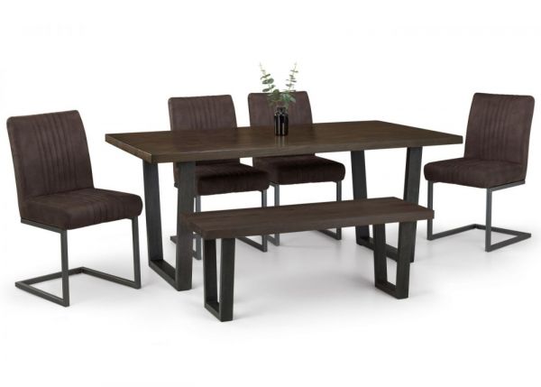 Brooklyn Dark Oak Dining Table, 4 Chairs and Bench by Julian Bowen