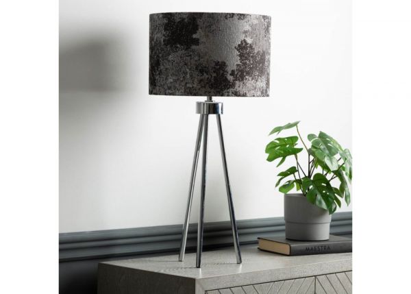 63cm Chrome Table Lamp with Black Linen Shade by CIMC Room