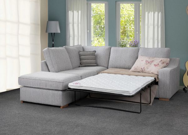 Clyde LHF Corner Sofabed in Silver by Sweet Dreams Open