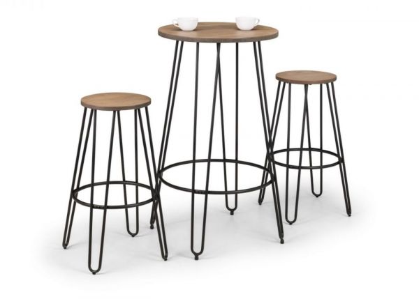 Dalston Round Bar Table and 2 Barstools by Julian Bowen