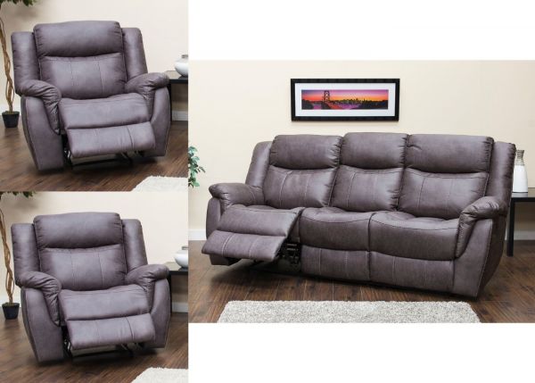 Walton Dark Grey Fabric 3+1+1 Fully-Reclining Sofa Suite by Sofa House