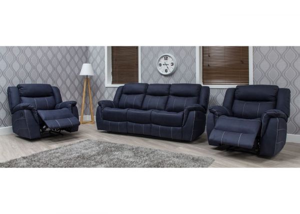 Walton Denim Fabric 2-Seater Fully Reclining Sofa by Sofa House
