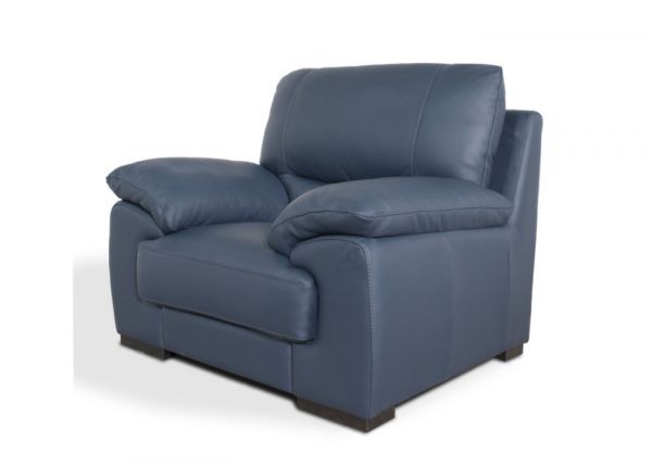 Duca Italian Leather 1 Seater Sofa in Navy by Annaghmore