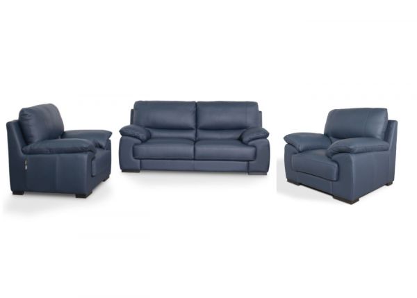 Duca Italian Leather 3 + 1 + 1 Sofa Set in Navy by Annaghmore