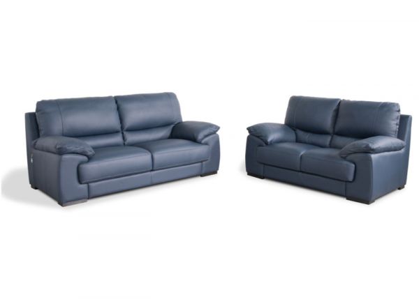 Duca Italian Leather 3 + 2 Sofa Set in Navy by Annaghmore