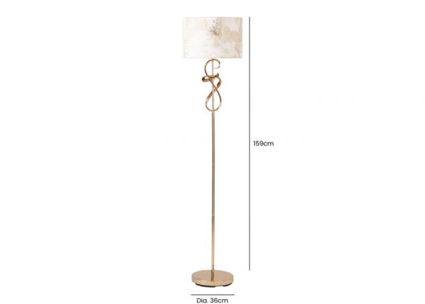 159cm Gold Swirl Floor Lamp with Gold Shade by CIMC Dimensions