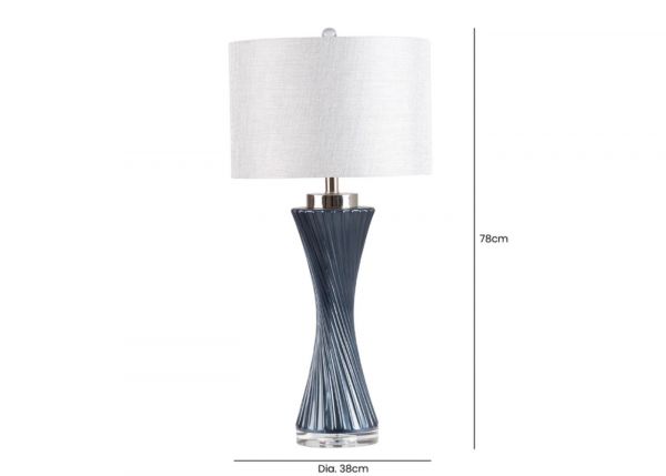 78cm Dark Blue Twist Table Lamp with Grey Shade by CIMC Dimensions