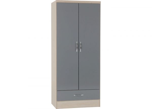 Nevada Grey Gloss  and Light Oak Effect 4 Piece Bedroom Furniture Set by Wholesale Beds & Furniture