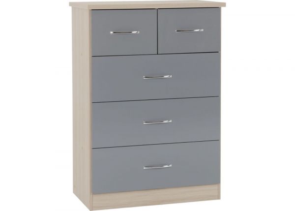 Nevada Grey Gloss  and Light Oak Effect 4 Piece Bedroom Furniture Set by Wholesale Beds & Furniture