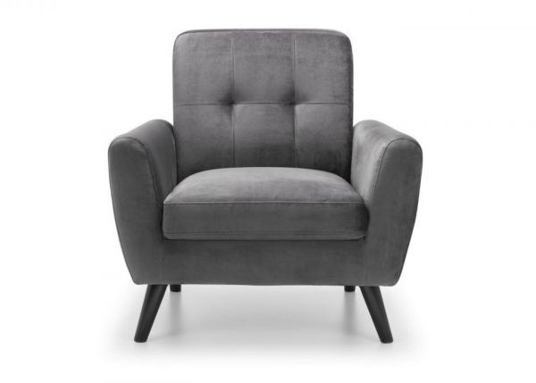 Monza Grey Velvet 1 Seater Sofa by Julian Bowen