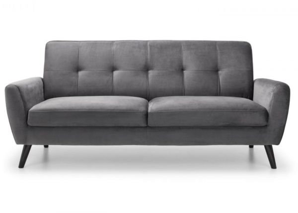 Monza Grey Velvet 3 Seater Sofa by Julian Bowen