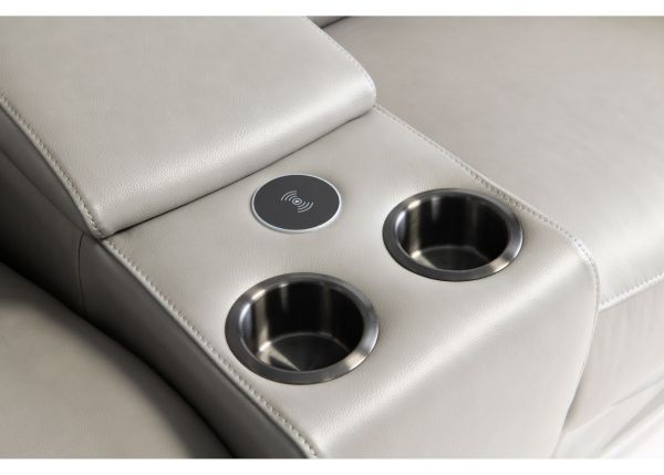 Havarti Leather Electric Reclining Sofa Range in Grey Console
