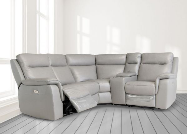 Havarti Leather Electric Reclining Sofa Range in Grey Corner