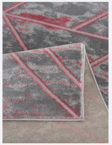 Marble Effect Geometric Rug in Grey/ Pink by Art Elite (120 x 165cm)