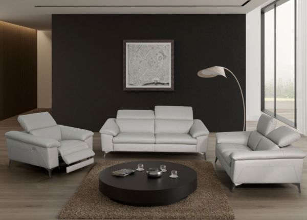 Iris Italian Leather Sofa Range in Mastic by Annaghmore