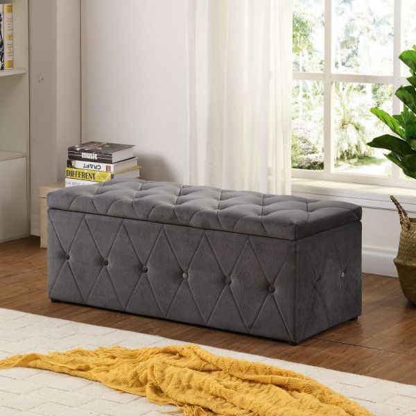 Jersey Grey Blanket Box by GIE