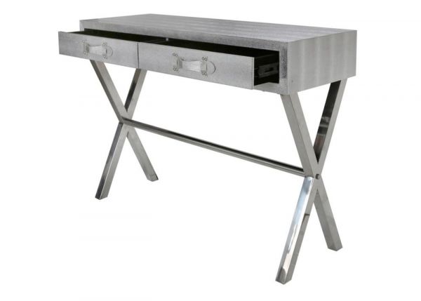 Silver Faux Snakeskin 2-Drawer Console Table by CIMC Drawers