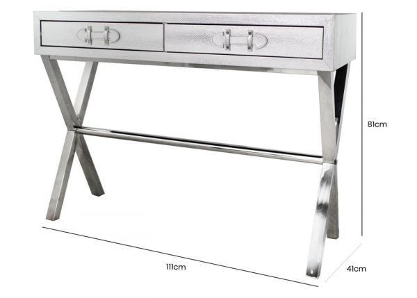Silver Faux Snakeskin 2-Drawer Console Table by CIMC Dimensions