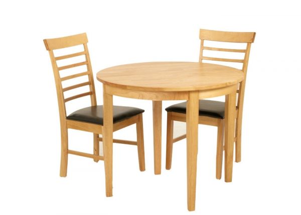 Hanover Extending Half-Moon Light Oak Dining Table & 2 Light Oak Chairs by Annaghmore