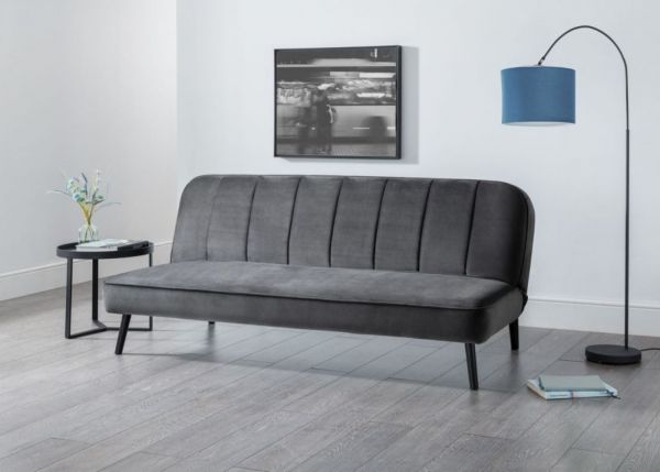 Miro Curved Back Sofabed in Grey Velvet by Julian Bowen